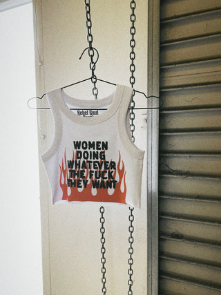 Women Doing Whatever Flame Crop Tank